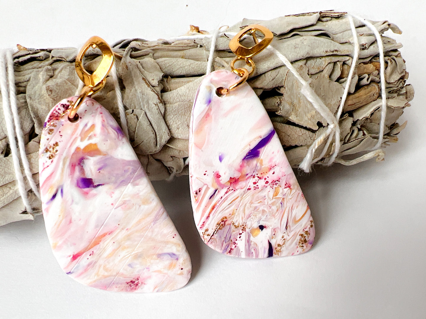 Light Marble Clay Dangles