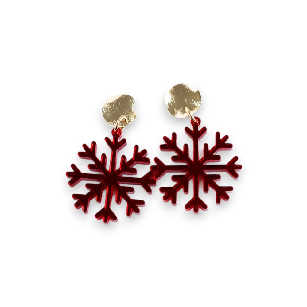 Red Snowflake Dangles - Earrings