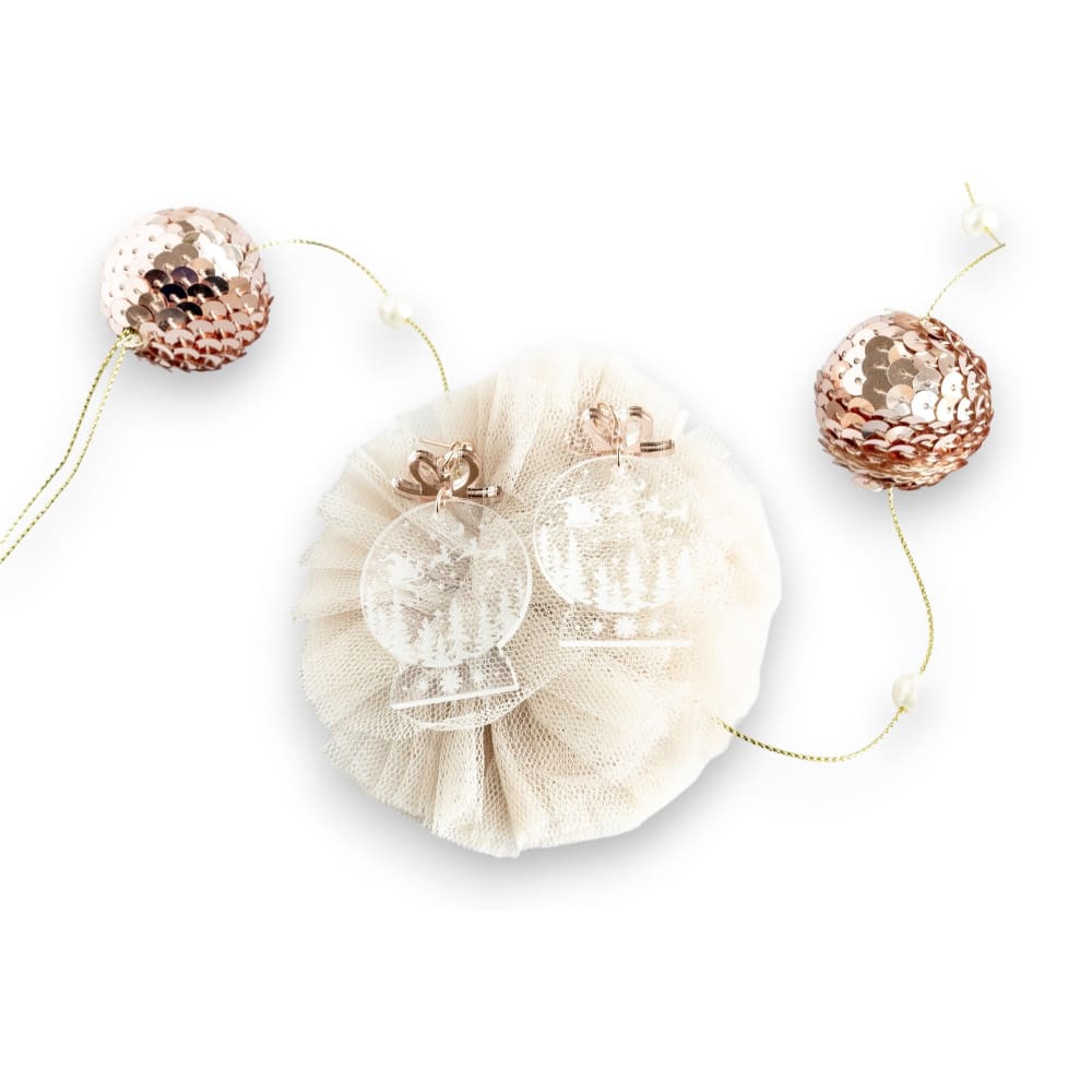 Snow Globe Etched Dangles - Earrings