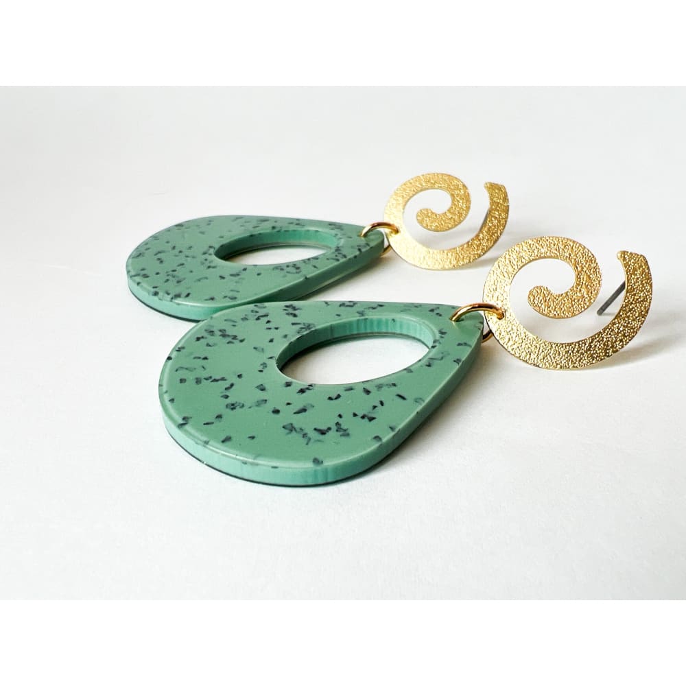 Speckled Green Dangles - Dangle Earrings