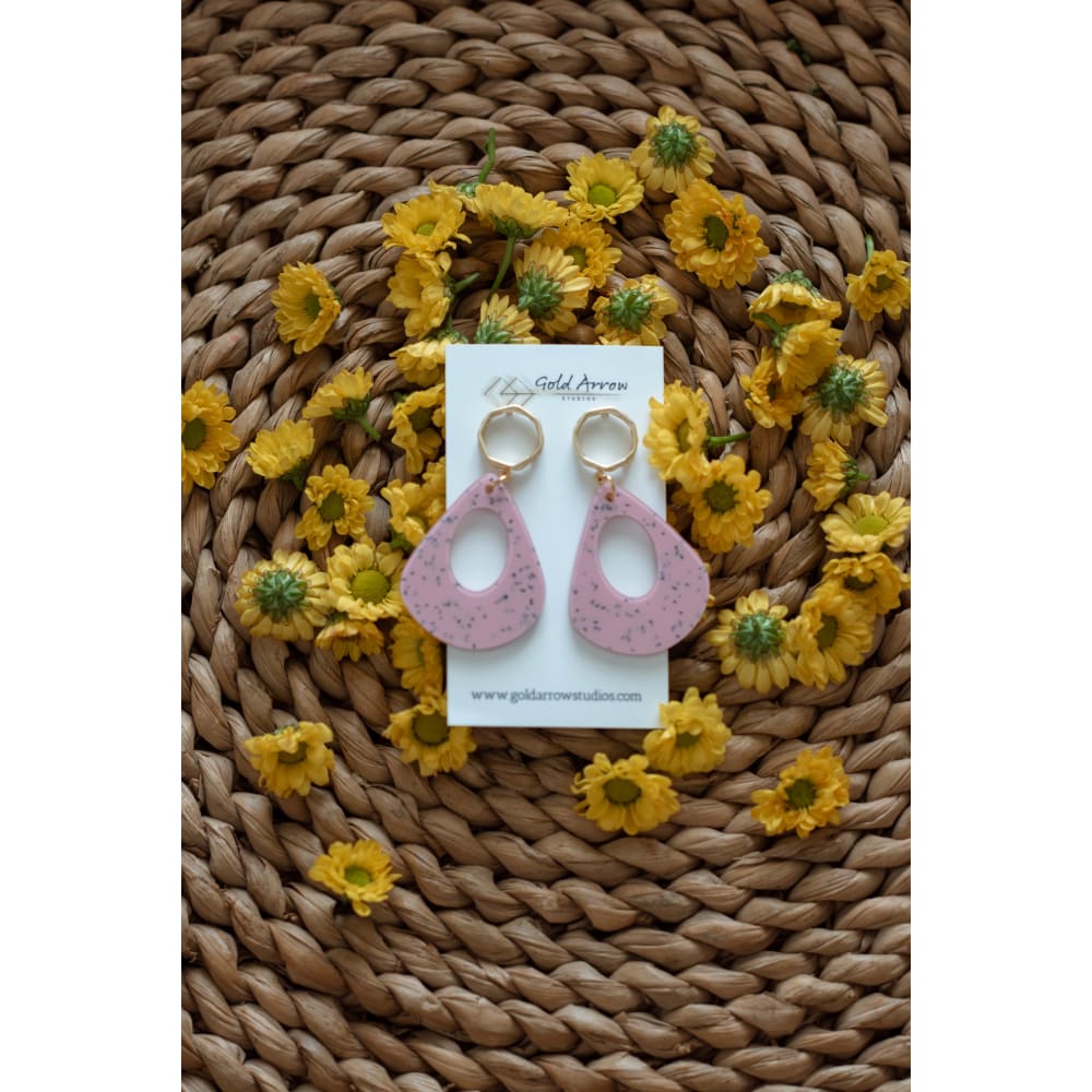 Speckled Pink Dangles - Dangle Earrings