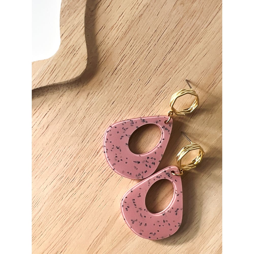 Speckled Pink Dangles - Dangle Earrings
