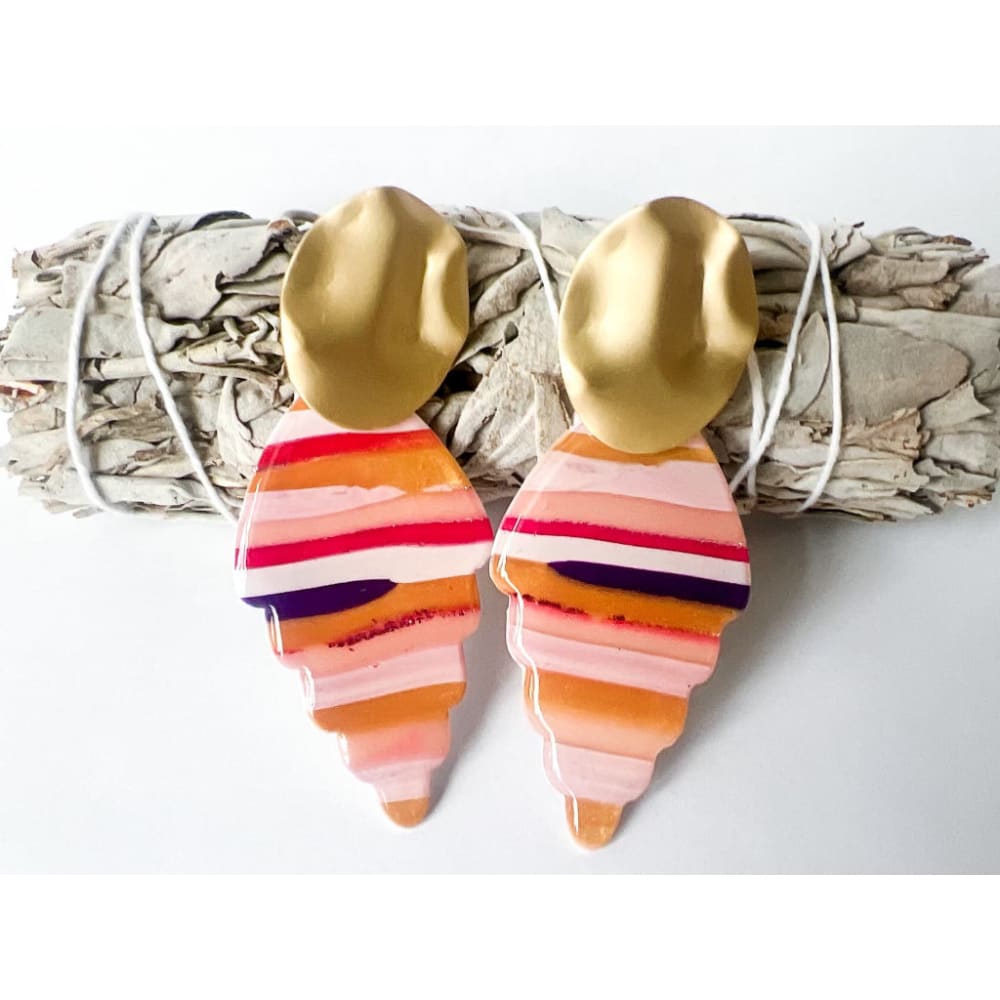 Striped Arrow Dangle Earrings - Dangle Earrings