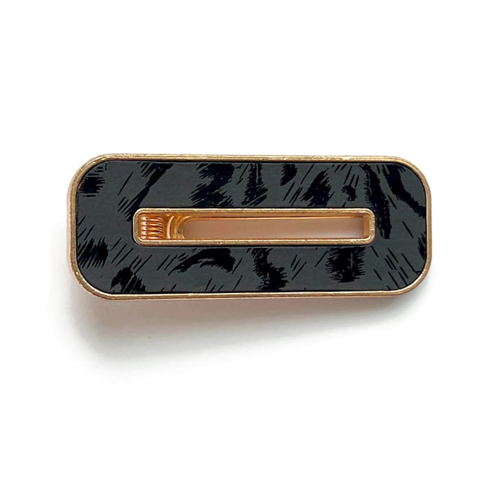 Black Leopard Luxe Clips - Square Oval