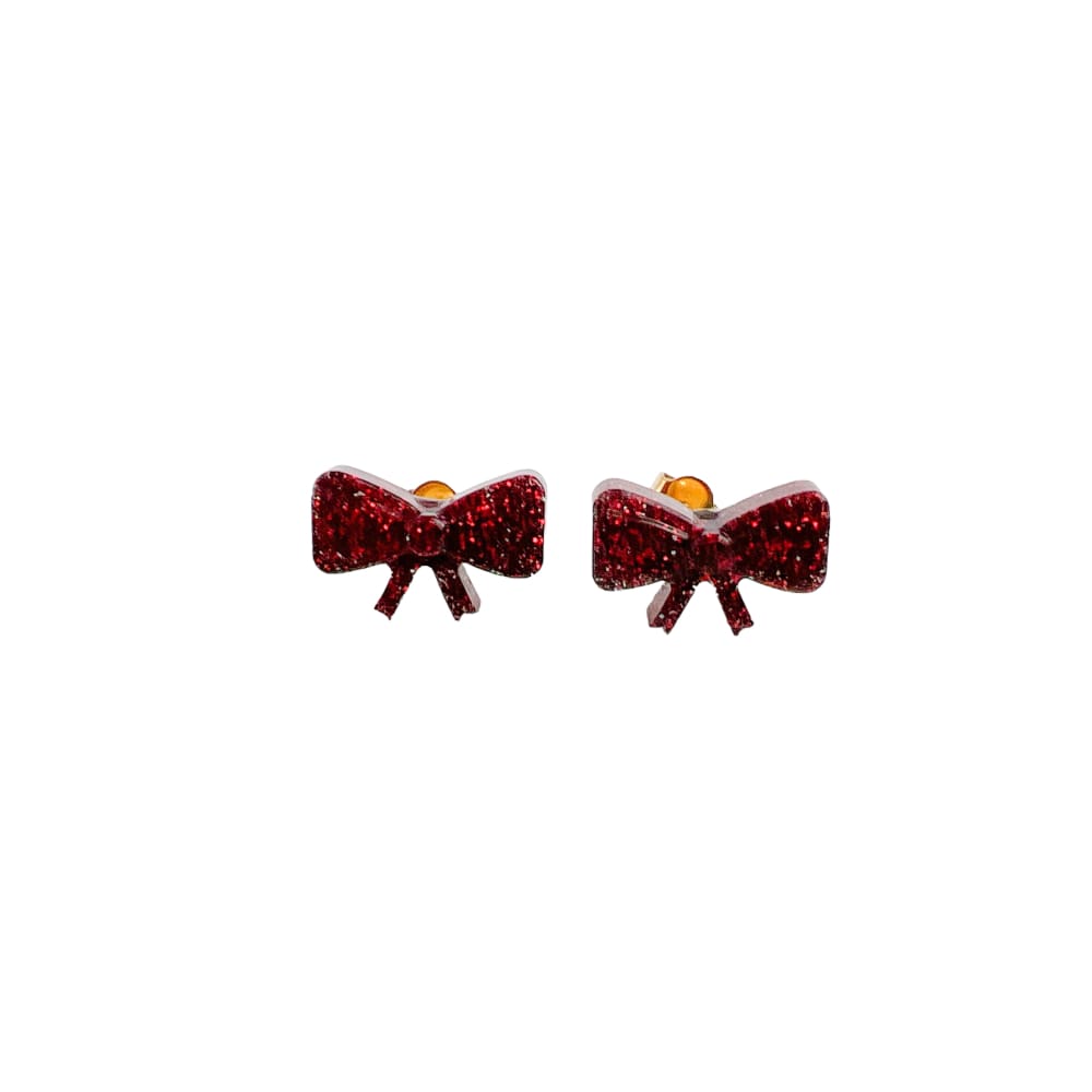 Christmas Glitter Studs - Bows / Green