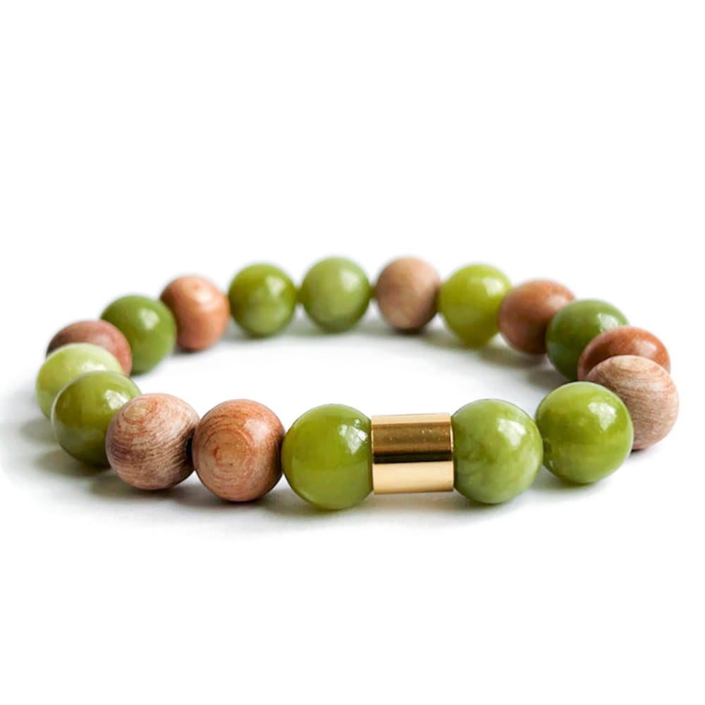 Gemstone Aromatherapy Bracelets - Polished Green Agate