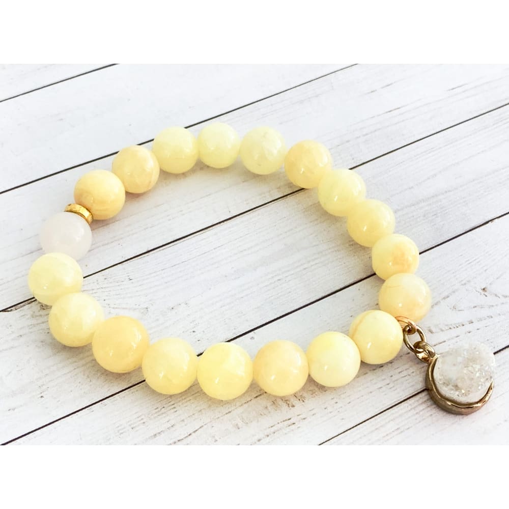 Gemstone Druzy Bracelet - Yellow Jade - Stone Bracelet