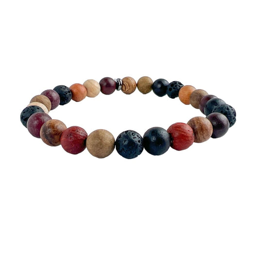 Mixed Wood and Lava Aromatherapy Bracelet - Men