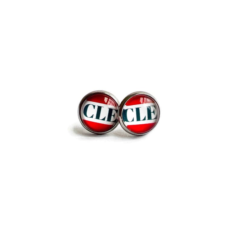 Red CLE Studs - Silver / CLE