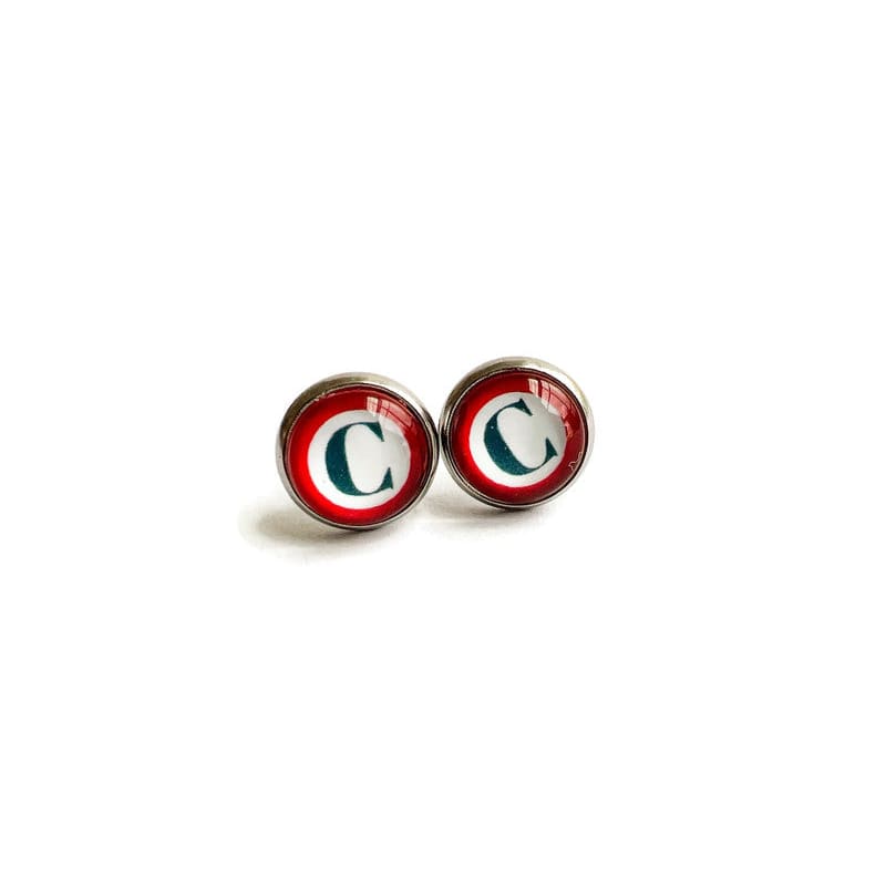 Red CLE Studs - Silver / C