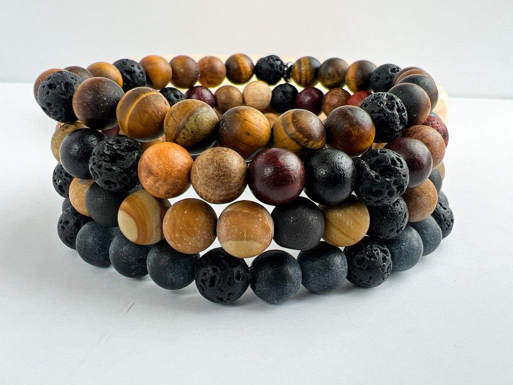 Brown Wood Jasper Aromatherapy Bracelet - Gold Arrow Studios 
